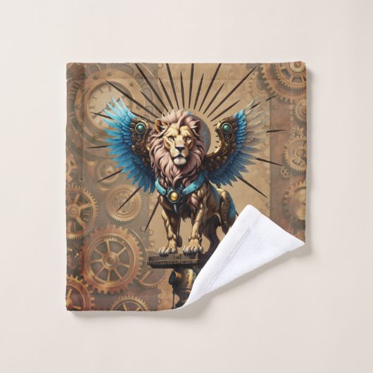 Prachtige steampunk leeuw bad handdoek (Wasdoekje)