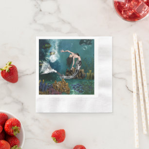 Prachtige steampunk zeemeermin servet