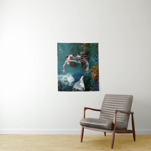 Prachtige steampunk zeemeermin wandkleed (In situ)