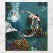 Prachtige steampunk zeemeermin wijn etiket (Enkel label)