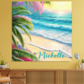 Prachtige strand oceaan golven zee schelpen canvas afdruk (Insitu (Woonkamer))