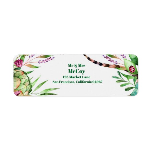 Prachtige Succulents Wedding Return Address Labels (Voorkant)