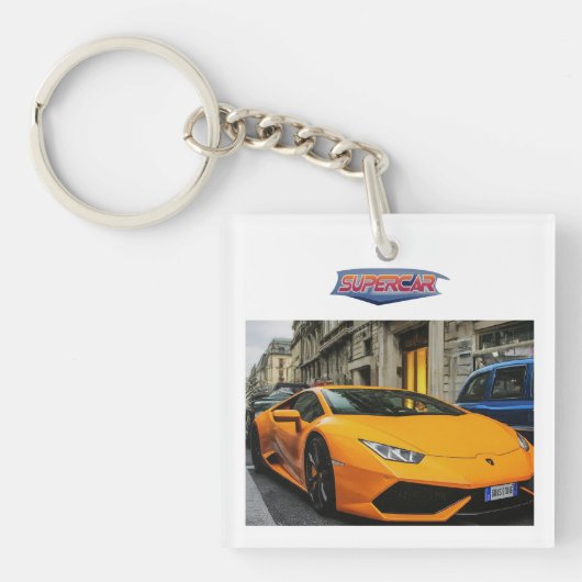 Prachtige Supercar Acryl Sleutelhanger Design. (voorkant)
