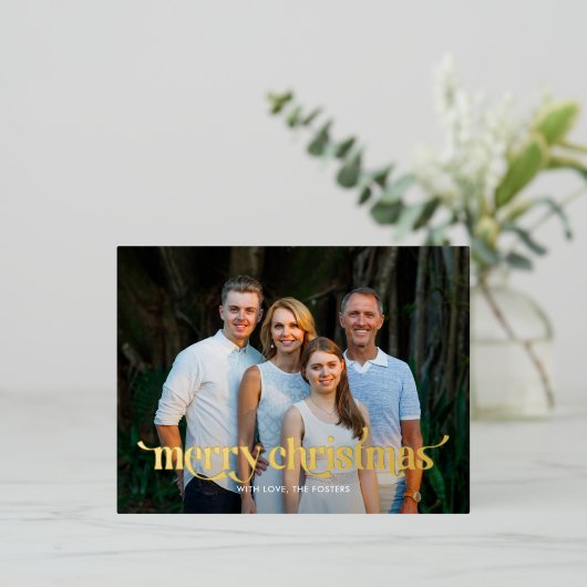 Prachtige Swash ECHT FOIL Moderne Kerstkaart Postk Folie Feestdagen Briefkaart (Staand Voorkant)