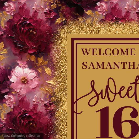 Prachtige Sweet 16 Blush Bourgondië Gouden Tapijt Wandkleed