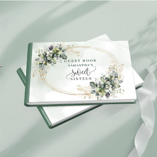 Prachtige Sweet 16 salie groene boho bloemige gast Gastenboek