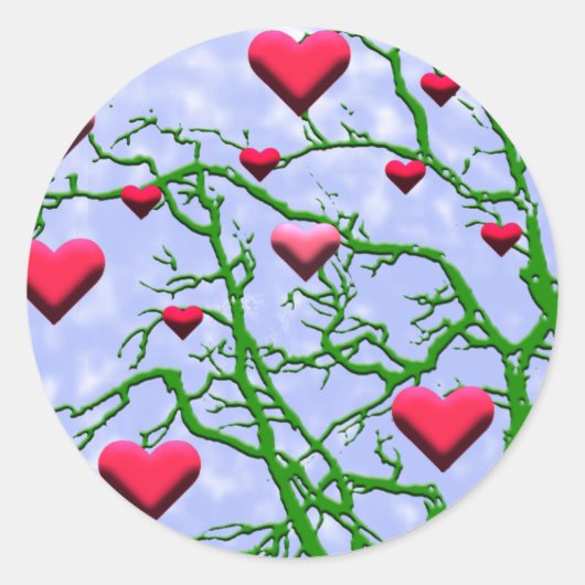 Prachtige takken met harten Stickers (Voorkant)