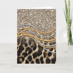 Prachtige teedy Leopard Faux Dierendruk Kaart