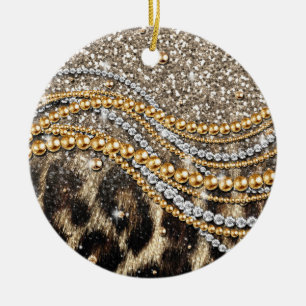 Prachtige teedy Leopard Faux Dierendruk Keramisch Ornament