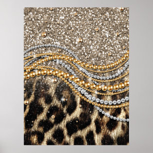 Prachtige teedy Leopard Faux Dierendruk Poster