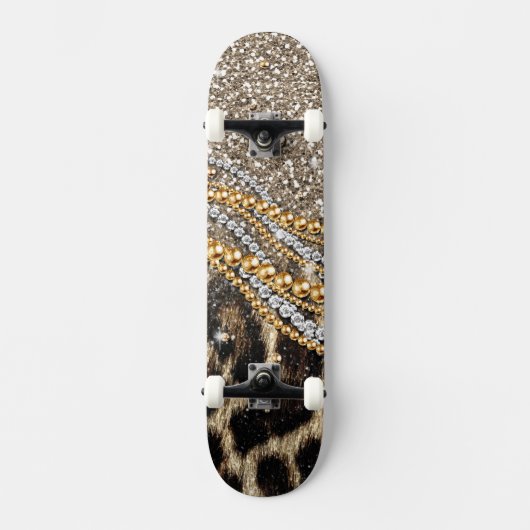 Prachtige teedy Leopard Faux Dierendruk Skateboard (Voorkant)