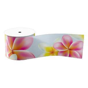 Prachtige tropische cluster van Plumeria Flowers Grosgrain Lint