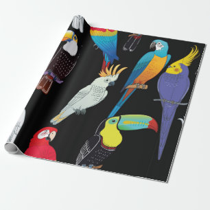 Prachtige tropische exotische papegaaivogels. cadeaupapier