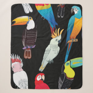 Prachtige tropische exotische papegaaivogels. sherpa deken