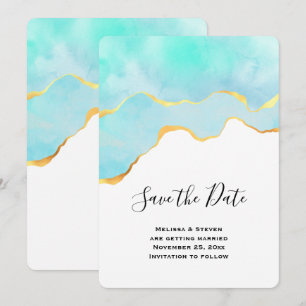 Prachtige Tropische Groene met Gold Border Wedding Save The Date