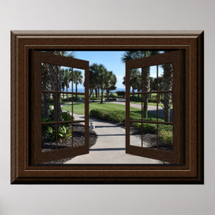 Prachtige Tropische palmbomen die het venster van Poster