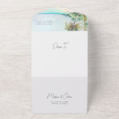 Prachtige tropische strand palmbomen eiland all in one uitnodiging (Buitenkant)