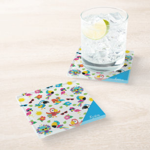 Prachtige Tropische vogels, kleurrijk paradijs Glazen Onderzetter