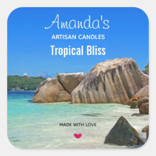 Prachtige Tropische Zee Kandle of Soap Biz Vierkante Sticker