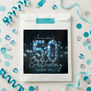 Prachtige Turquoise Blauwe Diamanten Fonkelende 50 Bedankzakje