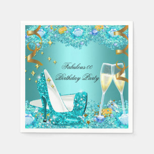 Prachtige turquoise blauwe glitters hoge hakken ch servet