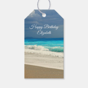 Prachtige Turquoise Blue Zee tropische fotografie Cadeaulabel