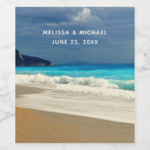 Prachtige Turquoise Blue Zee tropische fotografie Wijn Etiket