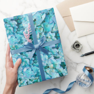 Prachtige, turquoise hortensia bloesems cadeaupapier