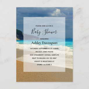Prachtige Turquoise Zee Tropical Photo Baby shower Uitnodiging Briefkaart