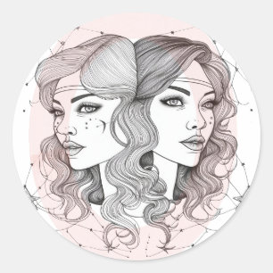prachtige Tweelingen stijl Ronde Sticker