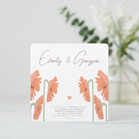 Prachtige uitnodiging tot het uitzenden van papave (Staand voorkant)