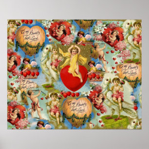 Prachtige Valentijn Love Cherub Collage Poster