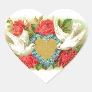 Prachtige Valentijnen Doves & Rozen Hart Sticker