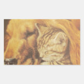 Prachtige verbazingwekkende kat en hond knuffelen rechthoekige sticker (Voorkant)