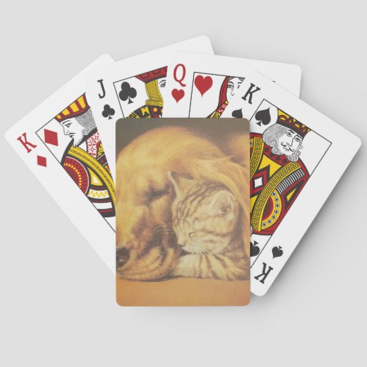 Prachtige verbazingwekkende kat en hond knuffelen speelkaarten (Achterkant)