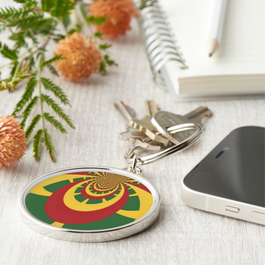 Prachtige Verbazingwekkende Rasta Kleuren Art Prin Sleutelhanger (Zijkant)