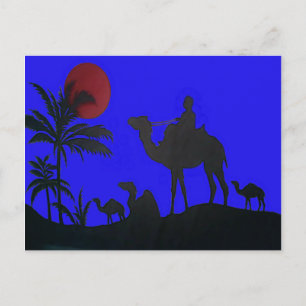 Prachtige Verbazingwekkende Sunset Camel Safari Ar Briefkaart