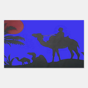 Prachtige Verbazingwekkende Sunset Camel Safari Ar Rechthoekige Sticker