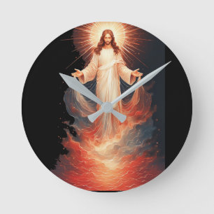 Prachtige verrezen Christus Christelijke wandklok Ronde Klok