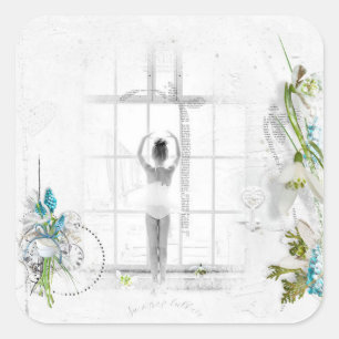 Prachtige Victoriaans Ballerina KinderStickers Vierkante Sticker