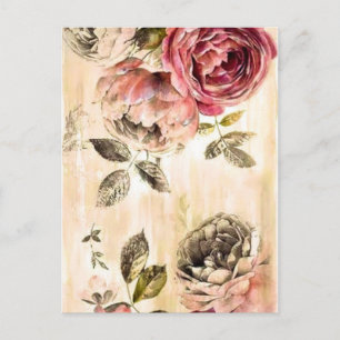 Prachtige Victoriaans Floral Painting Briefkaart