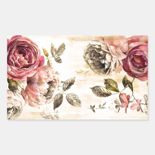 Prachtige Victoriaans Floral Painting Rechthoekige Sticker (Voorkant)