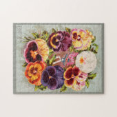 Prachtige Victoriaans Floral Seed Packet PANSIES Legpuzzel (Horizontaal)
