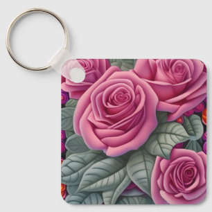Prachtige Victoriaans Pastel Roze Roze Print Sleutelhanger