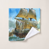 prachtige vierdimensionale scheepsafdruk bad handdoek (Wasdoekje)