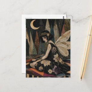 Prachtige vintage fee mixed media collage briefkaart