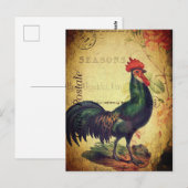 Prachtige Vintage Rooster Briefkaart (Voorkant / Achterkant)