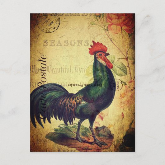 Prachtige Vintage Rooster Briefkaart (Voorkant)