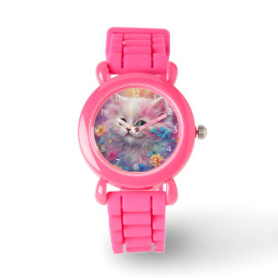 Prachtige, vloeiende witte kat horloge