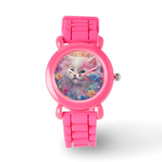Prachtige, vloeiende witte kat horloge